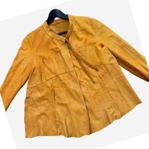 Transit Par Such Leather Jacket for Women Mustard Yellow Unlined Snap Tie Size 4